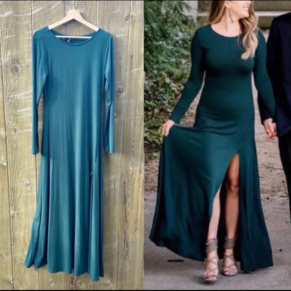 Dusty Forest Green Long Sleeve Maxi Dress 🌿